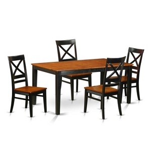HomeStock 5-Piece Rectangle Black and Cherry Finish Solid Wood Top Dining table with 4-Chairs - 1 of 4