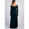 PinkBlush Forest Green Solid Off Shoulder Maternity Maxi Dress - 3 of 4