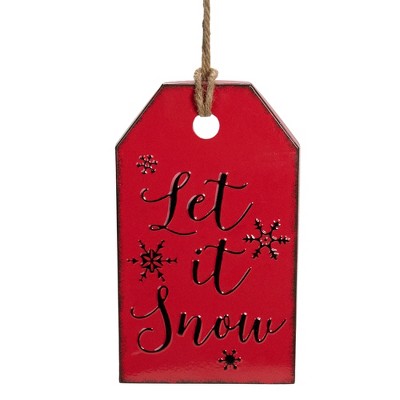 Northlight 12.25" Red and Black Metal Distressed "Let It Snow" Christmas Wall Decor
