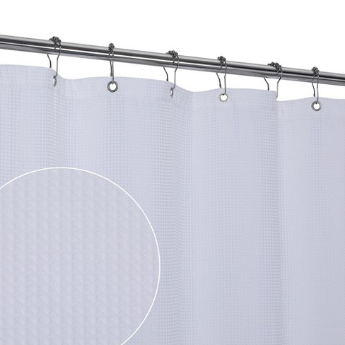 GoodGram Fabric Shower Curtain Liners With Mesh Pockets - White