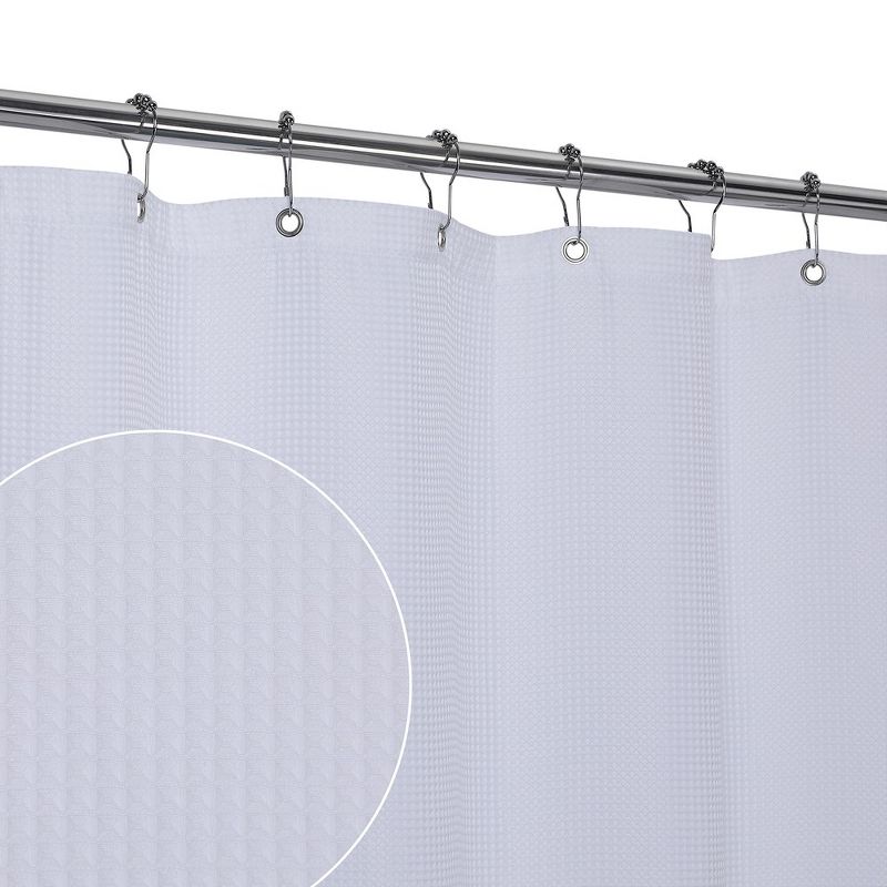 210GSM Thick Waffle Weave Fabric Shower Curtain for Bathroom, 1 of 8