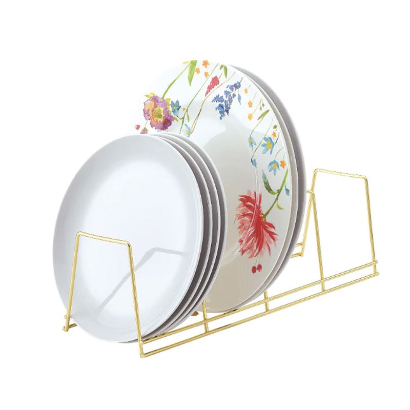 Better Houseware 4-Section Vertical Plate Rack, Gold, 3 of 6