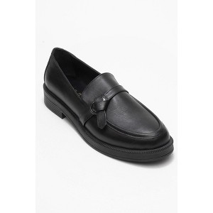 Galea - Black Buckled Leather Loafers (Women) | Forever & Always Shoes - 1 of 4