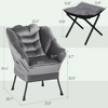 Aghana Digitals Gray Velvet Accent Chair with Ottoman, Overstuffed PP Cotton Padding, Side Pockets, - 3 of 4