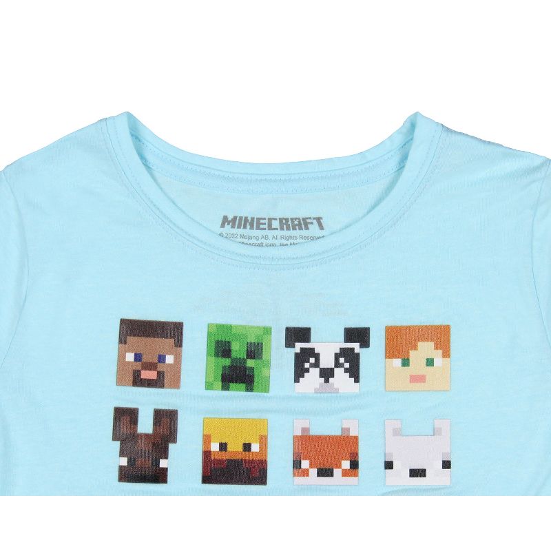 Minecraft Girls' Character Faces Grid Kids Video Game T-Shirt, 3 of 4