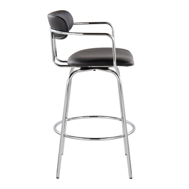 Set of 2 Demi Counter Height Barstools Chrome/Black - LumiSource, 4 of 12