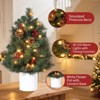 2ft Mini Pre-Lit Christmas Tree with 30 Warm Lights, Red Berries and Pine Cones, Tabletop Xmas Decor - 4 of 4