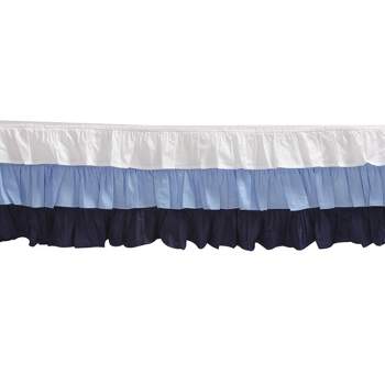  Bacati - 3 Layer Ruffled Crib/Toddler Bed Skirt - White/Blue/Navy