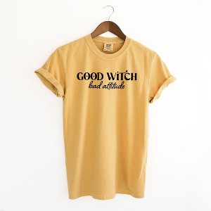 Simply Sage Market Women's Good Witch Bad Attitude Short Sleeve Garment Dyed Tee - 1 of 2