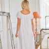 ADR Women's Cotton Nightgown, Ruffled Short Sleeve Lace Trimmed Long Vintage Night Dress Gown - 3 of 4