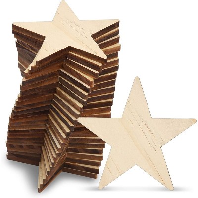 24 Pack Unfinished Wooden Star 3" Wood Cutout for Gift Tags, Party Signs, Ornaments and DIY Projects