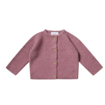 Image of Stellou & Friends 100% Cotton Cardigan Sweater for Boys & Girls Ages 0-6 Years - Rose Pink Melange / 0-3 Months
