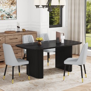 5-Piece Dining Set with MDF Table and 4 Chairs with PU Cushions - 1 of 4