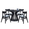 Oversart (1 Table+4 Chairs)Modern Dining Table Set of 5 pcs,Wooden Dining Table and Upholstered Chairs for Living Room Black - 2 of 4