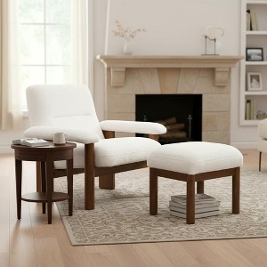 Homy Casa Modern Accent Chair with Ottoman, Boucle Upholstery and Solid Wood Frame, for Living Room or Bedroom, White - 1 of 4