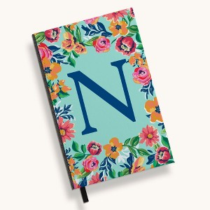 Personalization Mall Flowery Initial Journal, Blue Aqua - 1 of 4