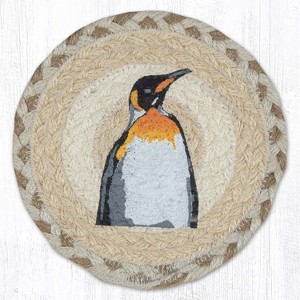 Earth Rugs Durable Penguin Round Coaster – Large 7" Rustic Wildlife Tabletop Protector - 1 of 3