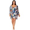 Women's Plus Size Riviera Floral Flounce V Neck Tunic Swimsuit Cover Up  Plus Size - 3 of 4