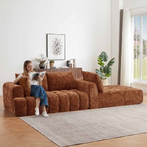 Aukfa 108.2"L-Shaped Chenille Sectional Sofa with Chaise,No Assembly Required Modular Sofa,Tufted Upholstery,Orange - 1 of 4