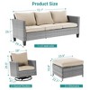 Sonkuki 5-Piece Patio Conversation Set with Swivel Rocking Chair, Navy Blue Cushion - 3 of 4