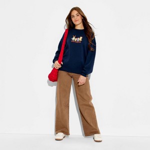 Women's Bluey Merry Christmas Fleece Graphic Sweatshirt - Navy Blue - 1 of 3