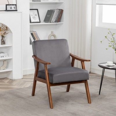 Grungis Space-Saving Accent Chair,Mid Century Arm Chair with Wood Frame for Bedroom,Reading Room