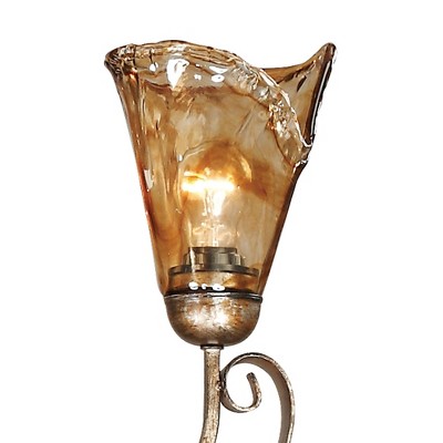 Contemporary Golden-Bronze 36" Glass Chandelier with Silver Accents