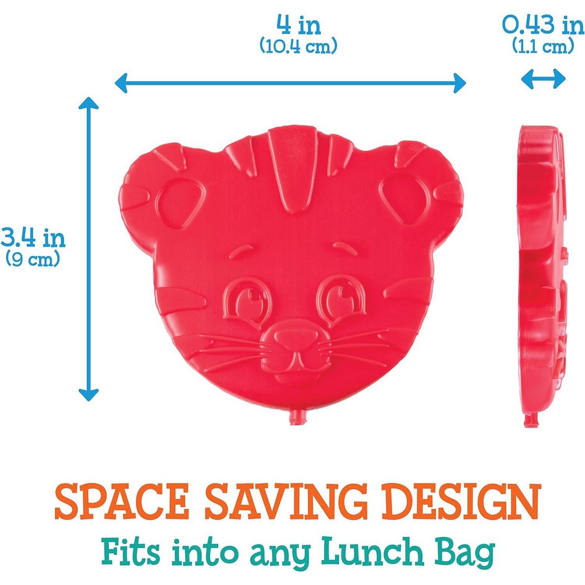 Daniel Tiger Reusable Hard Ice Pack 3 Pack (Red) Fits Easily In Lunch Box, Bento or Insulated Bag - Long Lasting Slim Lightweight Design - thumbnail 4
