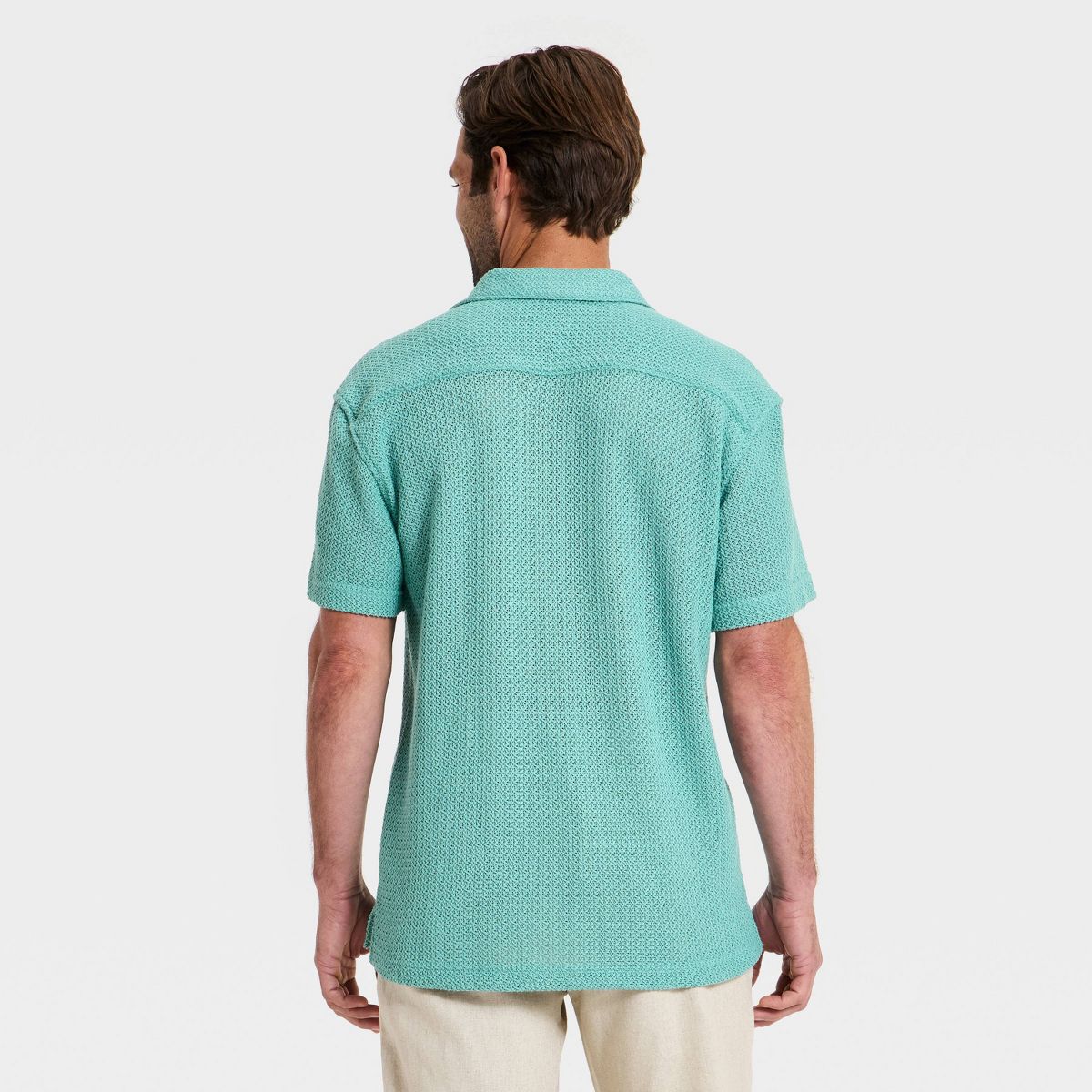 Men's Vacay Short Sleeve Camp Collar Open Weave Button-Down Shirt - Goodfellow & Co™ - thumbnail 5
