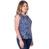 24seven Comfort Apparel Womens Navy Print Pleated Crew Neckline Back Closure Sleeveless Top - image 2 of 4