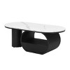 Modern Oval Coffee Table with Storage Drawer, Faux Marble Coffee Table with Metal Frame,Living Room Coffee Table with Adjustable Feet-Baofuwish - 4 of 4