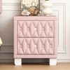 LIVAREEmlen Elegant Velvet Nightstand with 2 Drawers and Crystal Handle, Storage Bedside Table with Button-Tufted - 4 of 4