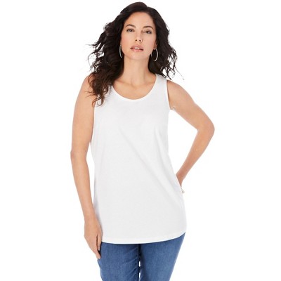 Roaman's Women's Plus Size Scoopneck Tank - 6X, White