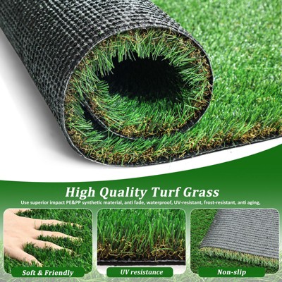 ORRD 3FTX5FT Artificial Grass Turf, Realistic Fake Grass Rug for Patio, Balcony, Garden, Pet Friendly Outdoor Lawn Decor with Drain Mat
