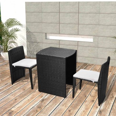 vidaXL Dining Table And Chair Black and Cream White