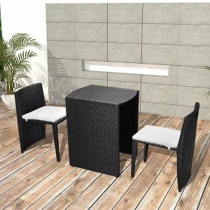 vidaXL Dining Table And Chair Black and Cream White - 1 of 4