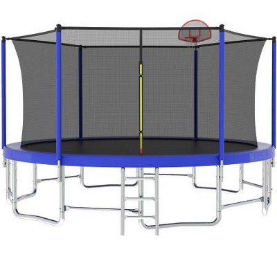 BestParts 16FT Outdoor Trampoline with Basketball Hoop & Balance Bar – ASTM Approved Safety Enclosure
