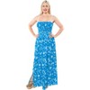 LA LEELA Women's House Daily Routine Evening Wear Boho A line Smocked Dresses Evening Long Tube Top Slit Maxi Dress for Women One Size Blue, Floral - image 2 of 4