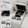 Whisen Modern Linen Fabric Sofa with Console, 2 Cupholders and 2 USB Ports Wired or Wirelessly Charged, 4 Pillows Included - 2 of 4