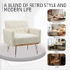Accent Chair, Armchair Single Sofa, Modern Comfy Upholstered Reading Accent Chairs With Tufted Button Back White - 4 of 4