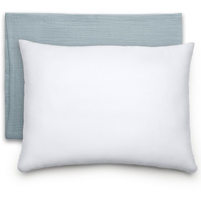 Toddler Pillow with Muslin Pillowcase, 13"x18", Kids Pillow for Sleeping by Comfy Cubs - 1 Pack