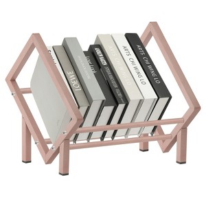 Unique Bargains Stainless Steel Magazine CD Storage Desk Decorative Bookshelf - 1 of 4