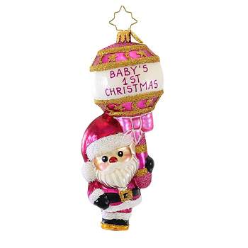 Christopher Radko Company 5.75 In First Christmas Rattle Baby Pink Santa Baby Tree Ornaments