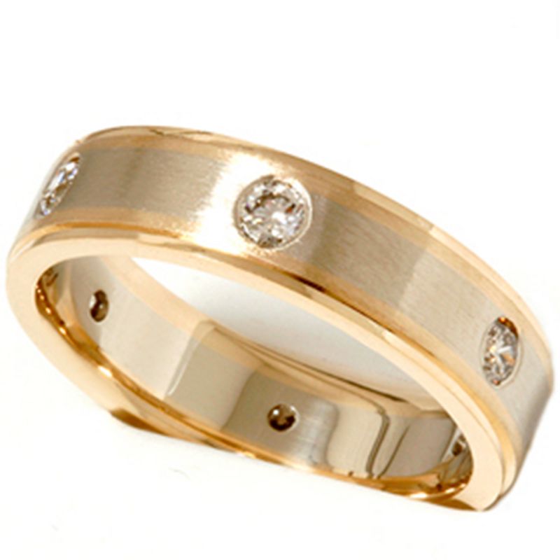 Pompeii3 Mens 3/4ct 14K Gold Diamond Comfort Fit Wedding Ring, 2 of 5