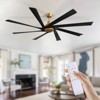 Siljoy 78-In Real Wood Blade Ceiling Fan Light with No Lights (Gold and Black Color with 8 Big Blades) for Bedroom  Living Room and Kitchen - 2 of 4