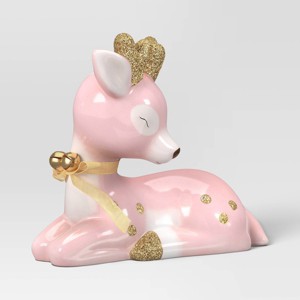 Christmas Ceramic Sitting Deer Décor Pink - Wondershop™ - 1 of 4