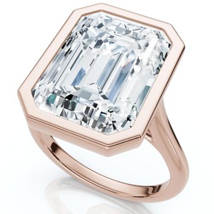 Pompeii3 Certified 10 Ct Emerald Cut Bezel Diamond Engagement Ring 14k or Pt Lab Created - 1 of 4