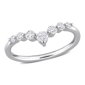 CREATED FOREVER | Platinum Plated Sterling Silver 3/8 CT TW Lab Grown Diamond Chevron Ring - 1 of 4