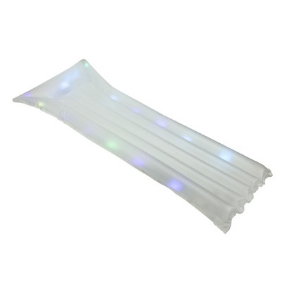 Pool Central 67.75” Inflatable LED Lighted 1-Person Floating Air Mattress Raft - Clear