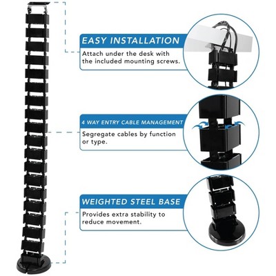 Black Adjustable Steel and ABS Desk Cable Organizer